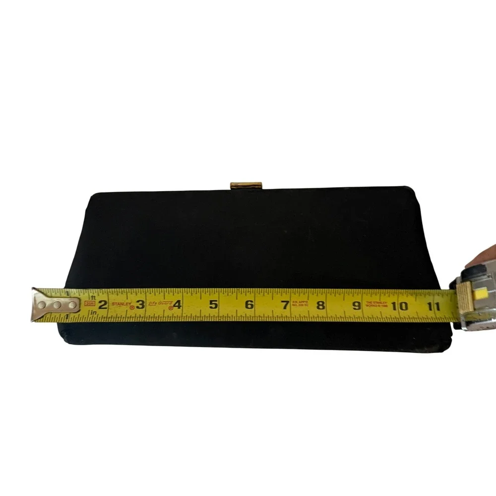 Vintage Mid Century Clutch Bag Women‎ Black Gold Evening MCM Formal Minimalist